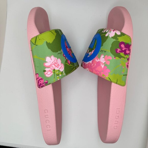 Gucci x Ken Scott Rubber Infinity Zia Floral Slide Sandals Multicolor 42 NIB - Picture 15 of 16